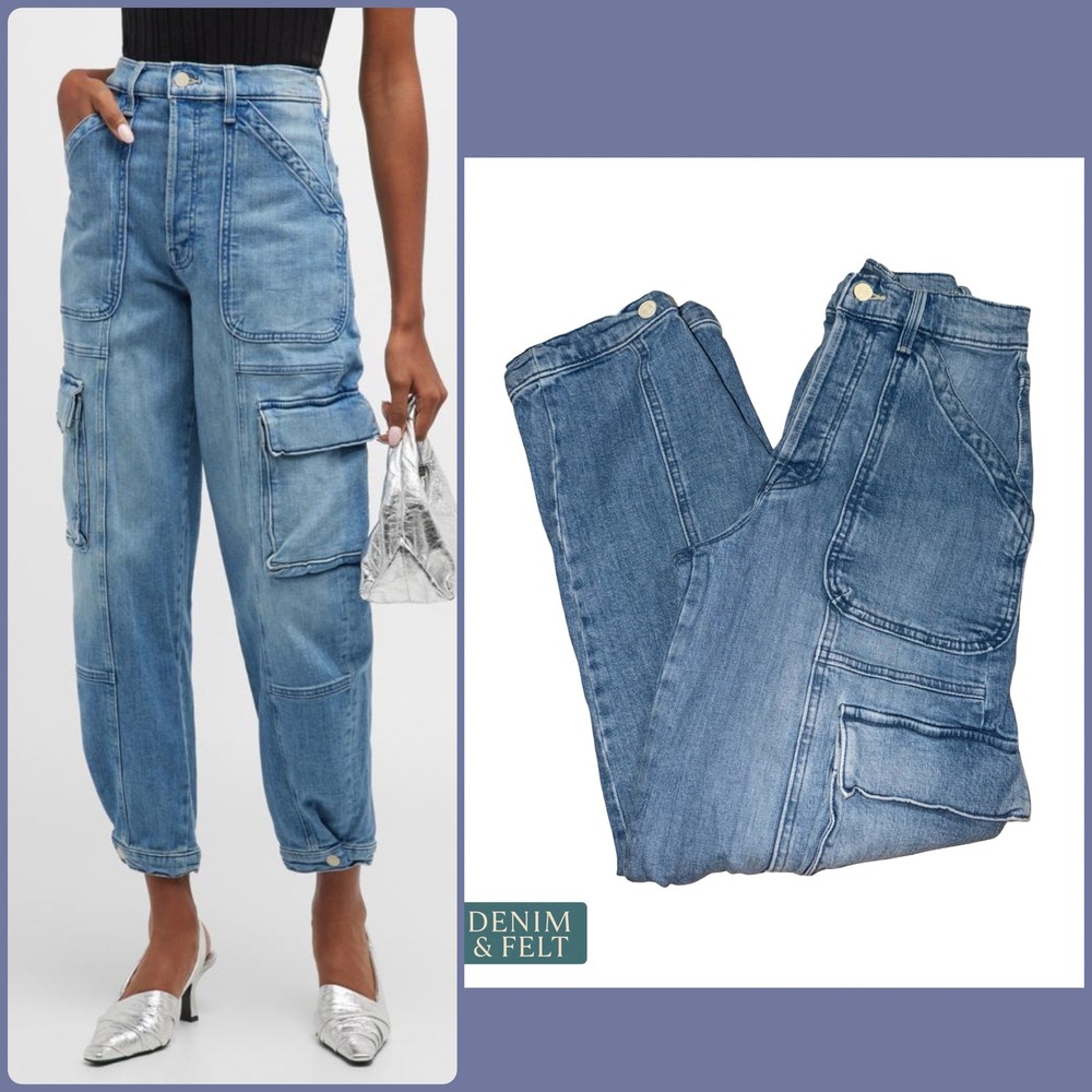 MOTHER The Curbside Cargo Flood Jeans Herbal Remedy High Rise Utility Barrel